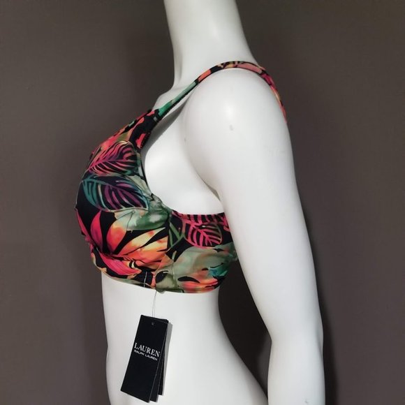Lauren Ralph Lauren Surplice Underwire Bikini Top   Midnight Tropical Size 10 - Picture 3 of 11